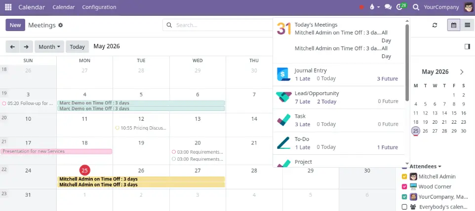 Calendar screenshot