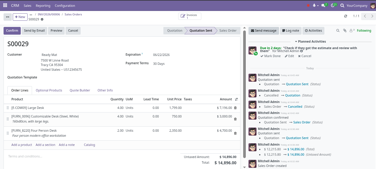 Estimate workflow screenshot